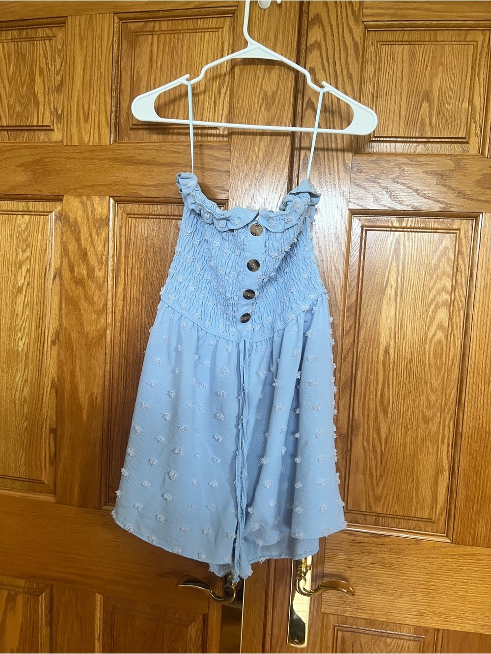 ChicMe - Strapless Smocked Button-Front Romper